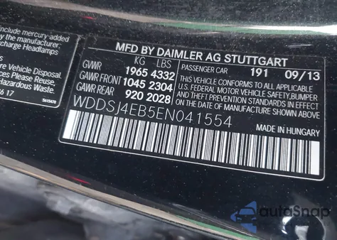 2014 Mercedes-Benz Cla 250 из США, поврежденный, VIN WDDSJ4EB5EN041554